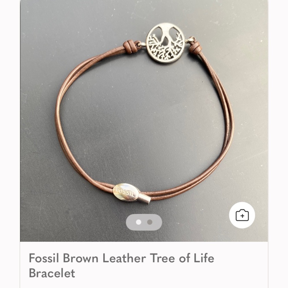 Fossil Brown Leather Bracelet with Metal Accent
